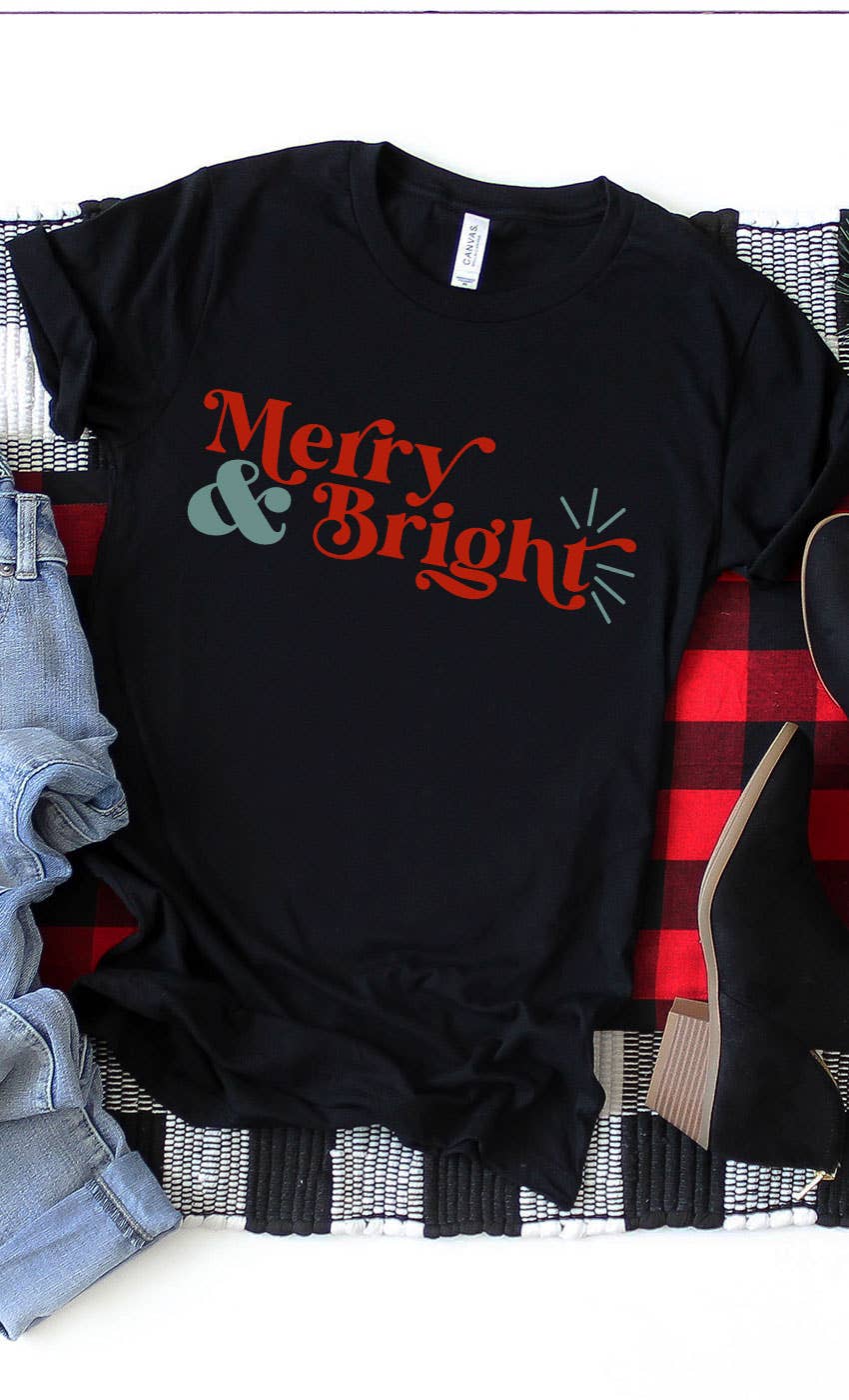 Kissed Apparel - Vente T-shirt sérigraphié – femme - T-shirt de fête de Noël joyeux et lumineux1