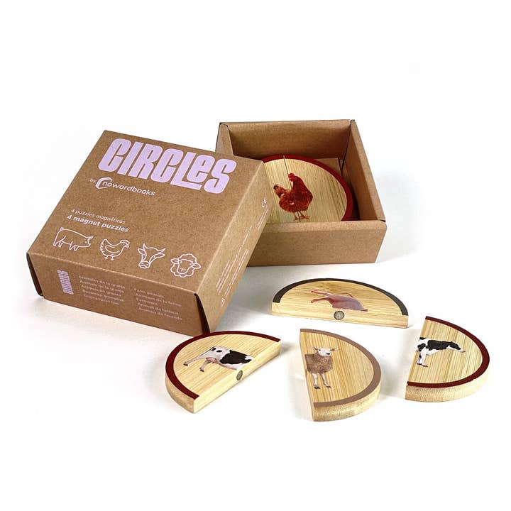 Circles: Farm Animals - 2-piece Magnetic Photo Puzzle for wholesale by Nowordbooks