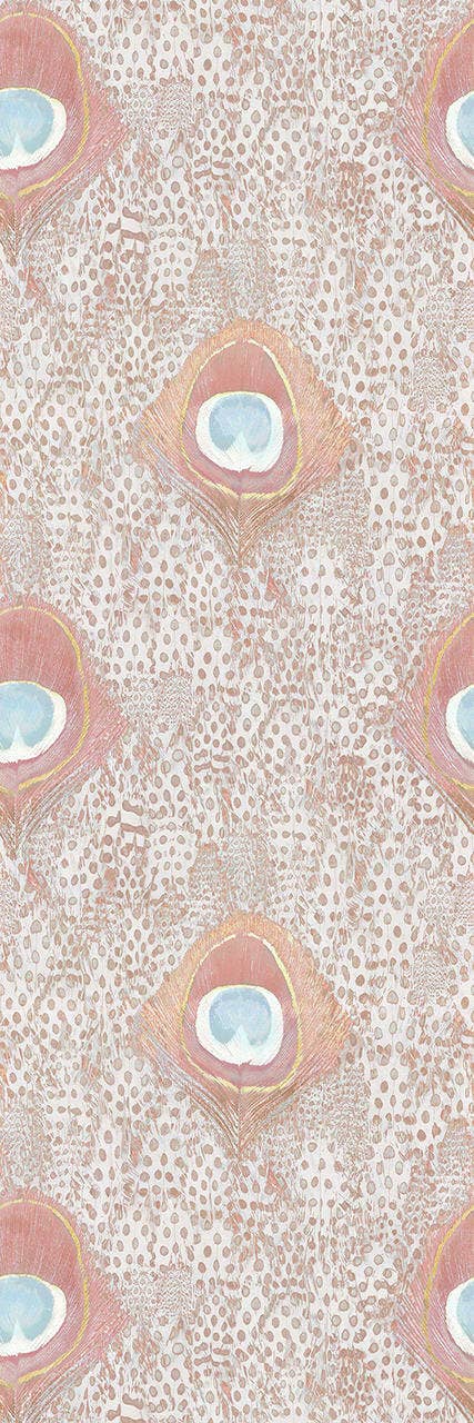 Mineheart - Venta al por mayor Papel pintado - Papel pintado de plumas de pavo real en tono rosa1