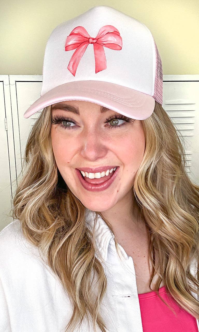 Sugar Stitch - Wholesale Trucker Hat - Women's - Pink Bow Trucker Hat2