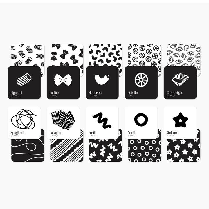 Chunky Deli - Wholesale Learning Cards - Kids & Baby - Pasta for Baby High-Contrast Art Cards