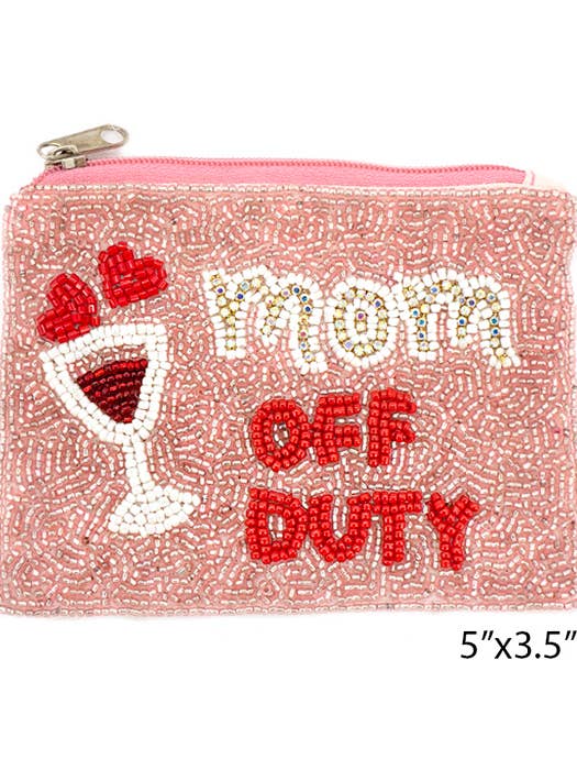 ( E645 ) MOM HANDMADE SEEDBEAD WALLET COIN PURSE for wholesale by Jewelry Max