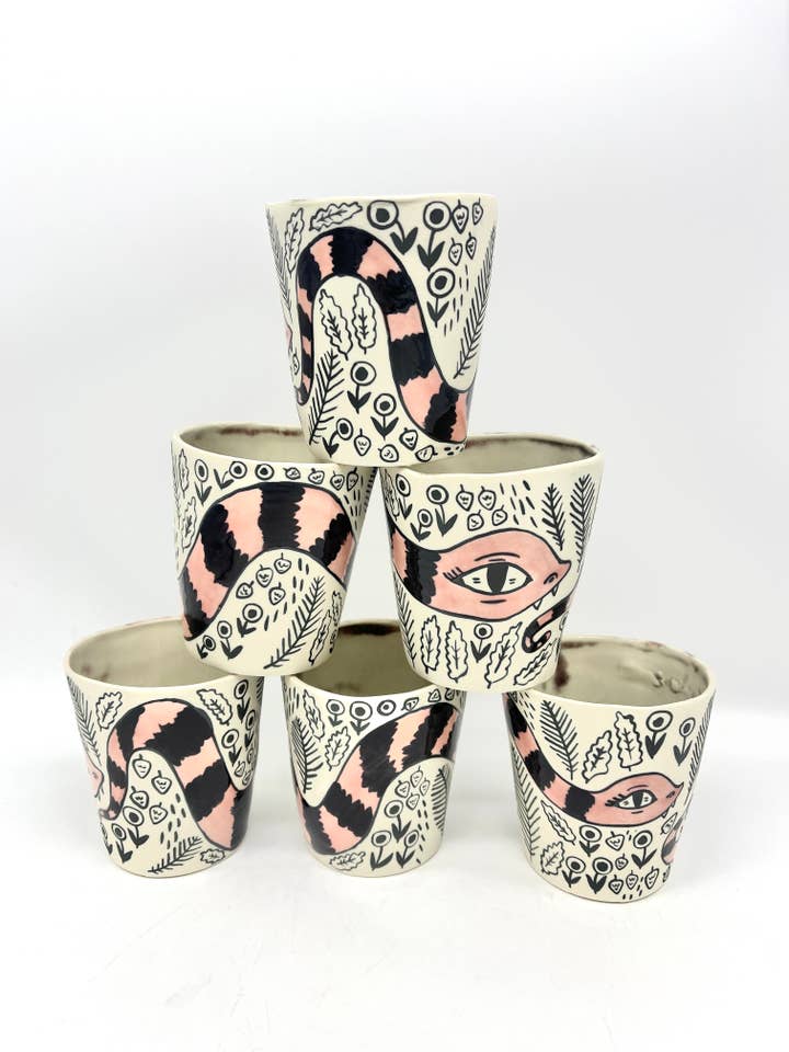 Snake Garden Porcelain Tumblers for wholesale by Erika Rier