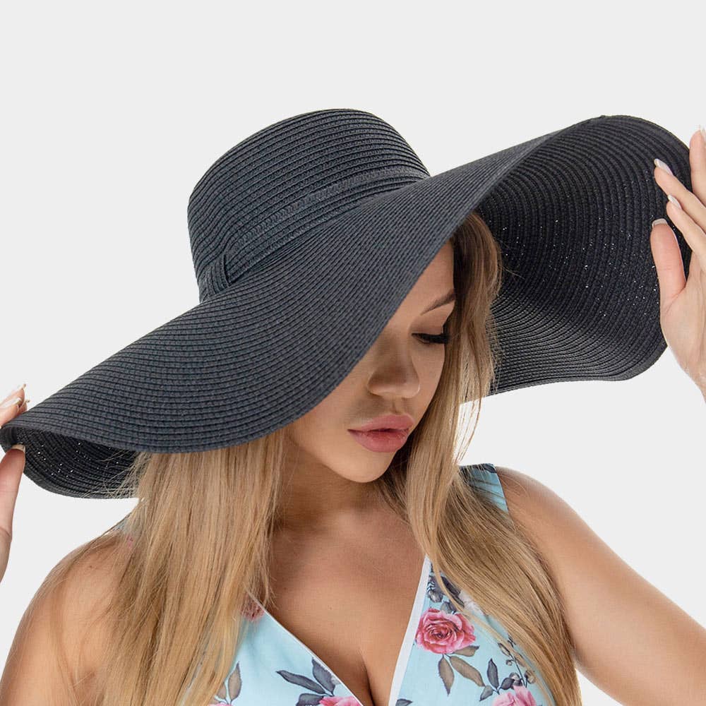 Sensibling Corp. - Vente Chapeau de paille – femme - Chapeau de soleil souple à large bord uni en paille10