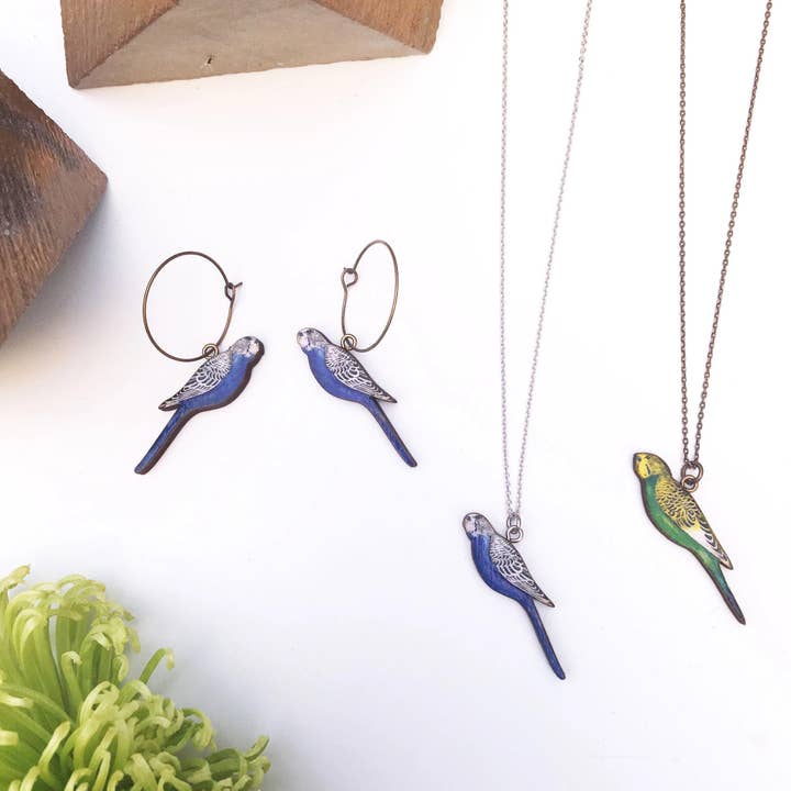 Budgie Earrings for wholesale by Fen & Co