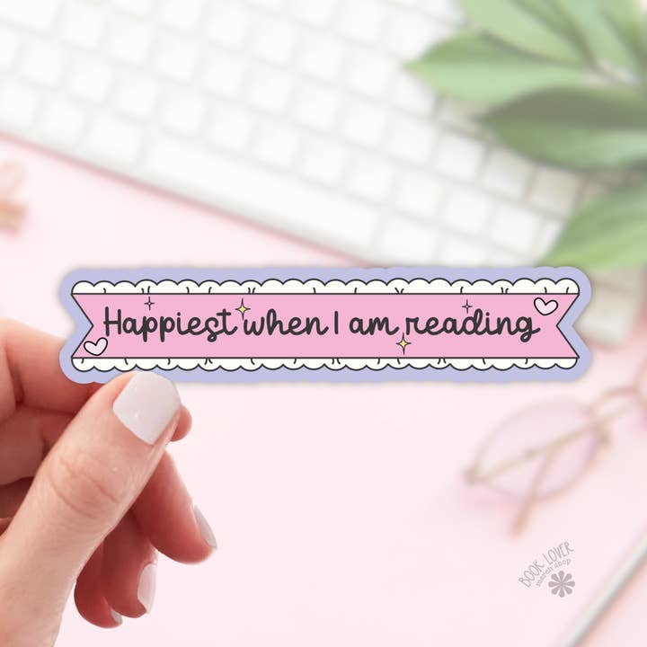 Autocollants "Le plus heureux quand je lis" / Autocollants pour les amateurs de livres pour la vente par Book Lover Merch Shop