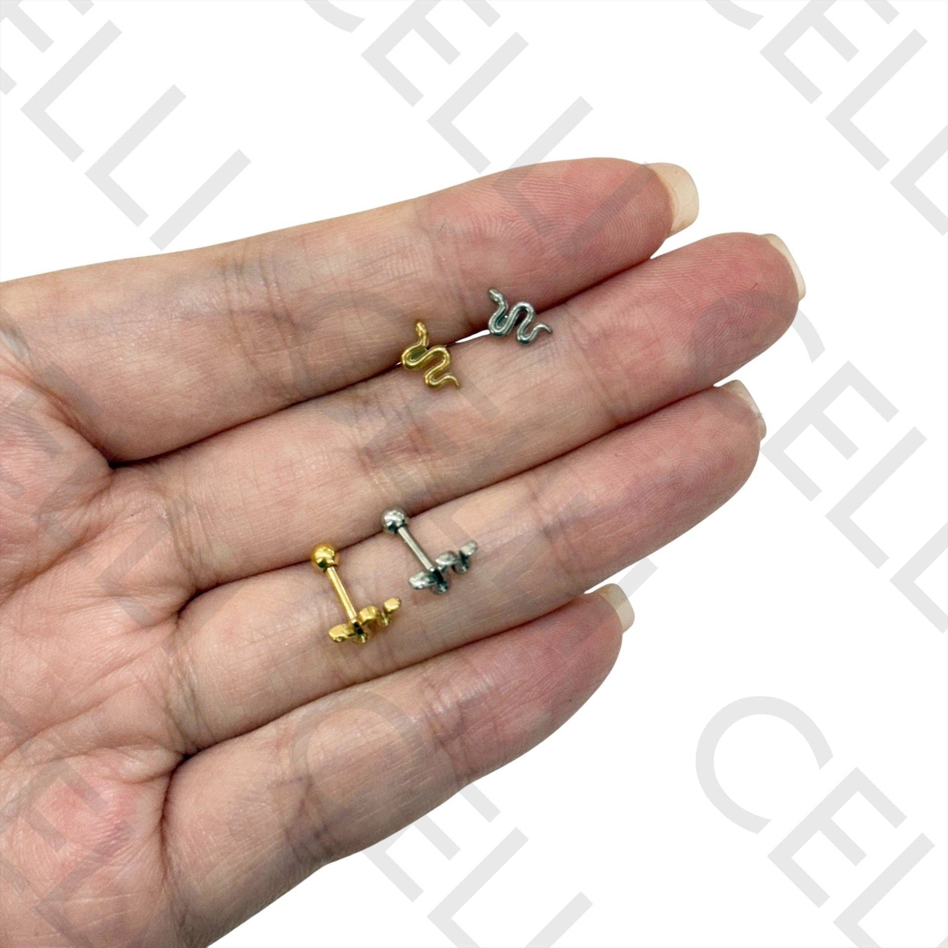 Celli Biju - Wholesale Single Earring - Steel Piercing - snake1