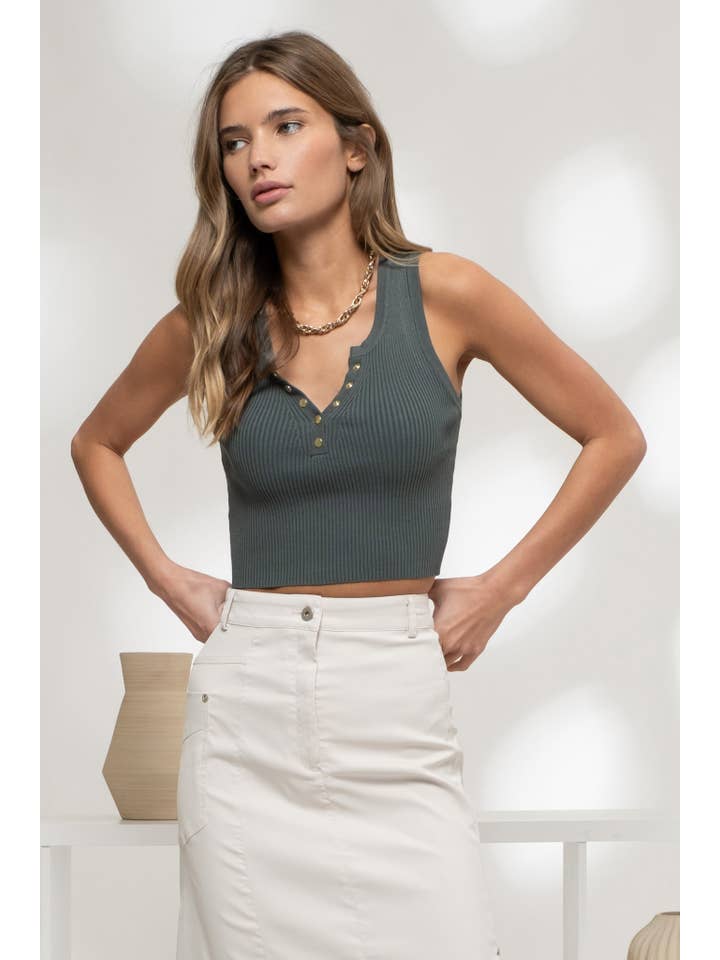 The Workshop Studio - Wholesale Knit Top - Women's - SNAP BUTTON SWEATER KNIT CROP TOP
