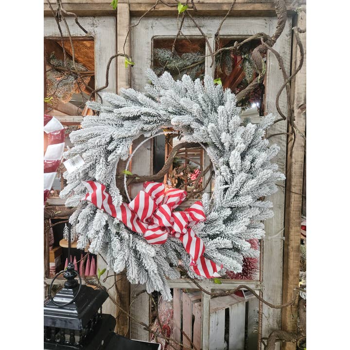 Wholesale Home Decor - Wholesale Wreath - Flocked Wreath- Bow not included- 28in
