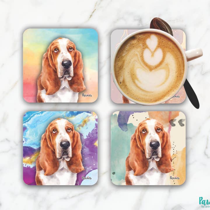 Basset Hound, set van 4 onderzetters voor wholesale door pawies