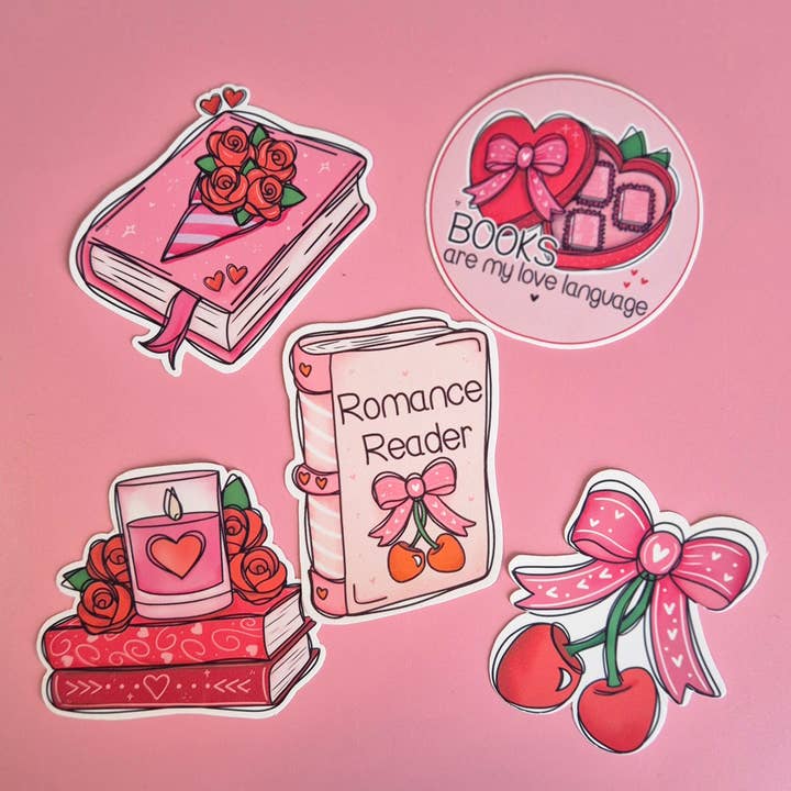 Romance Reader Sticker Pack - Set of 5 for wholesale by Becki Leigh Studios