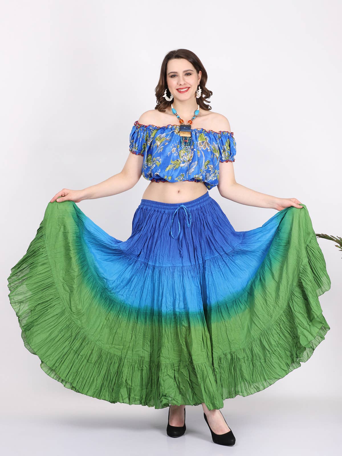 Wevez - Vente Jupe – femme - Jupe Renaissance en coton de 25 mètres de style American Tribal Style19