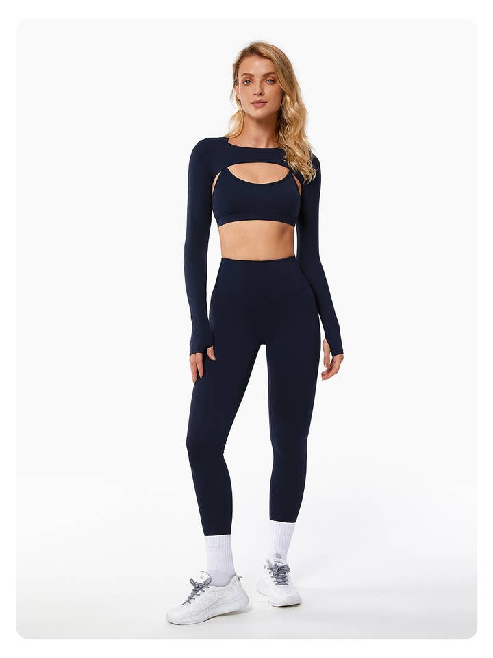 Mantra Active – Großhandel Sportbekleidungsset – Damen – Odette 3-teiliges Set: Sport-BH, Crop-Top und Leggings8