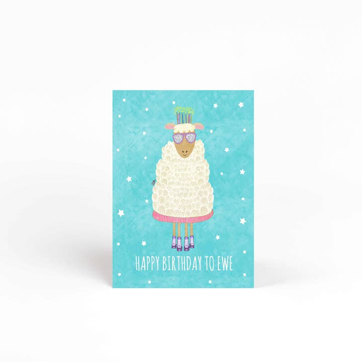 Happy Birthday to Ewe Sheep Birthday Card for wholesale by Ruthie Romero Illustration