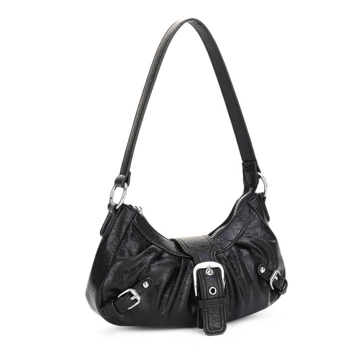 MiMi Wholesale - Wholesale Shoulder Bag - Women's - EJ60292 Grunge Buckle Baguette Shoulder Bag10