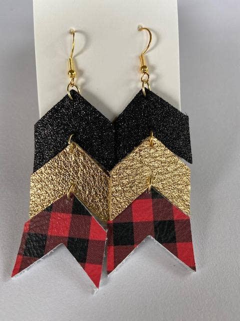 3 Tiered Chevron Earrings for engroshandel hos K Leather Designs