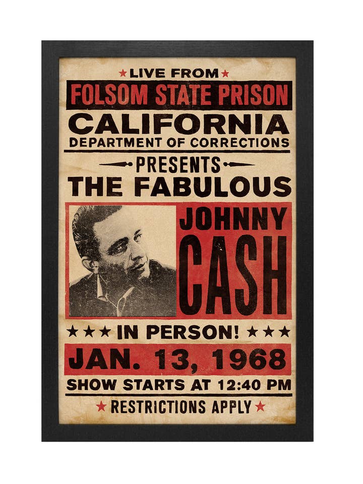 Johnny Cash - Folsom State-In Person! Framed Print for wholesale by Pyramid America