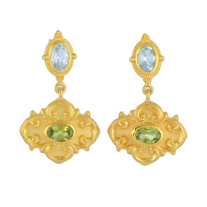 ”Gräs är grön"Peridot & blå Topas Sterling Silver örhänge för wholesale av Misteerious Seed