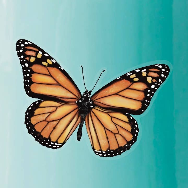 Monarch Butterfly Mini 1.5" Clear Edge Sticker for wholesale by blonde birdie