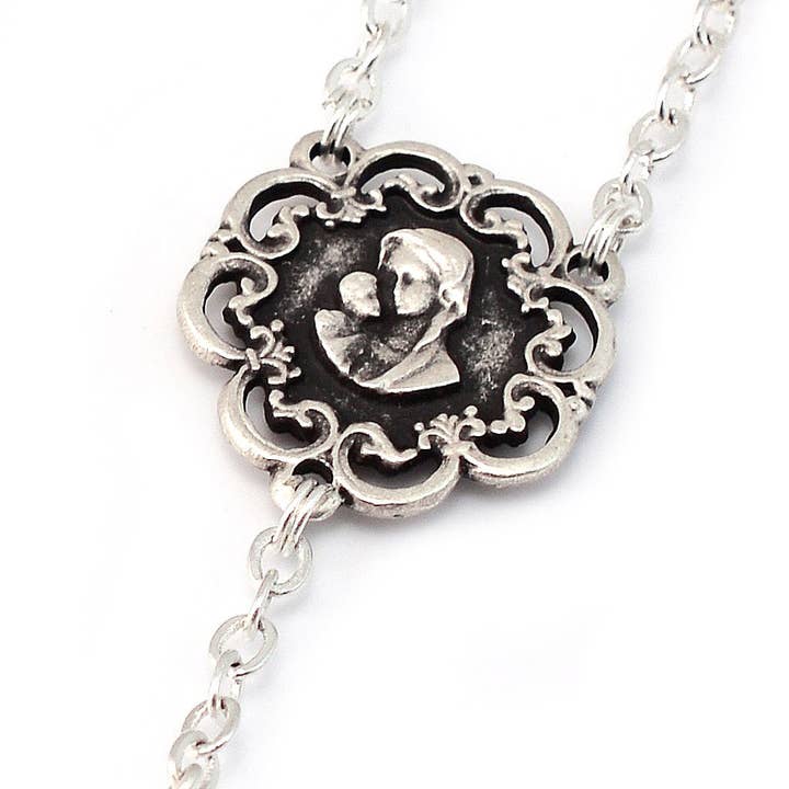 Ghirelli UsA Inc - Wholesale Prayer Beads Necklace - Mary's Motherly Love Collection Blush Pearl Roses Rosary