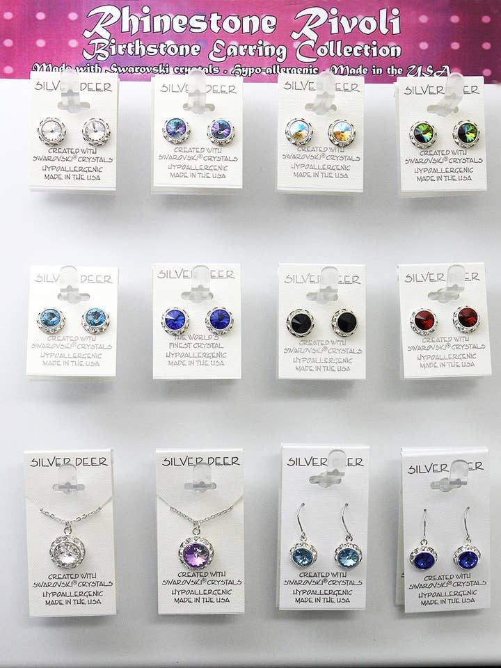 48 pièces Ensemble de bijoux en strass et en cristal sur chevalet pour la vente par Silver Deer Crystal