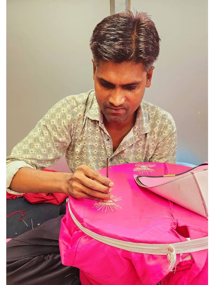 Gulaal - Wholesale Buttoned-down shirt – Women's - Hot Pink Evil Eye Embroidered Shirt3