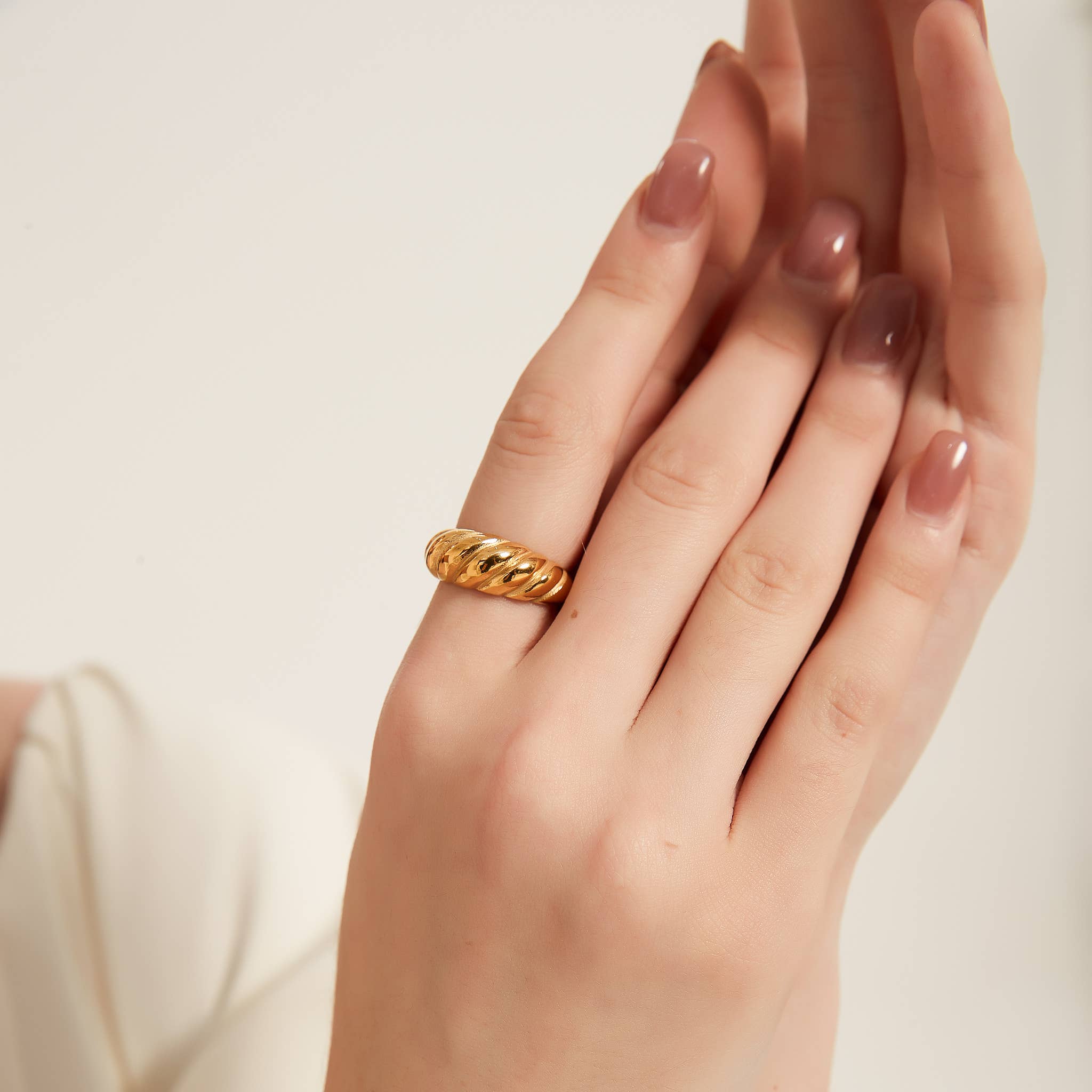 Melange Blanc - Wholesale Band/Stacked Ring - R008 croissant dome ring, dome ring, gold ring, silver ring4