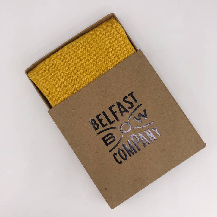 Belfast Bow Company - Vendita all'ingrosso Fazzoletto da taschino - Uomo - Pochette in lino irlandese, colore: Giallo Belfast1
