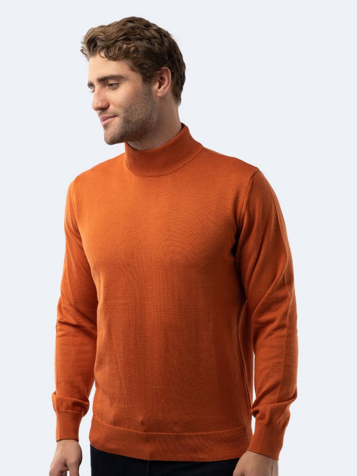 FW23 Orange Mockneck Sweater for engroshandel hos Luchiano Visconti