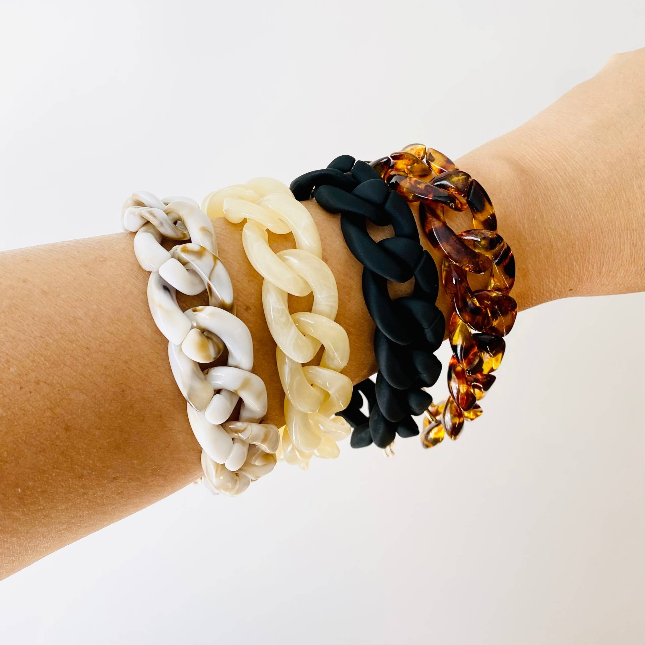 Tiny Gift Society - Wholesale Link & Chain Bracelet - Chunky Chain Link Bracelet | Boho Acrylic Bangle Jewelry8