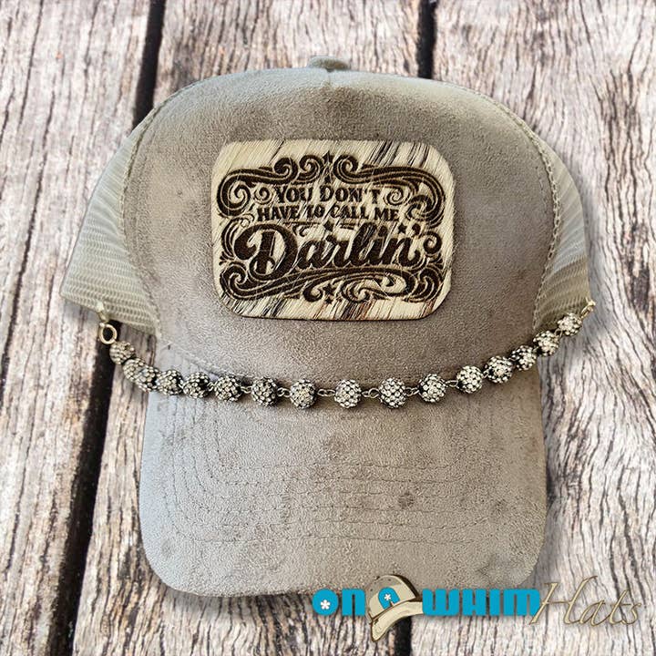 You Don't Have to Call Me Darlin' Vegan Suede Trucker Hat w/ Cowhide Patch for wholesale by On a Whim Hats