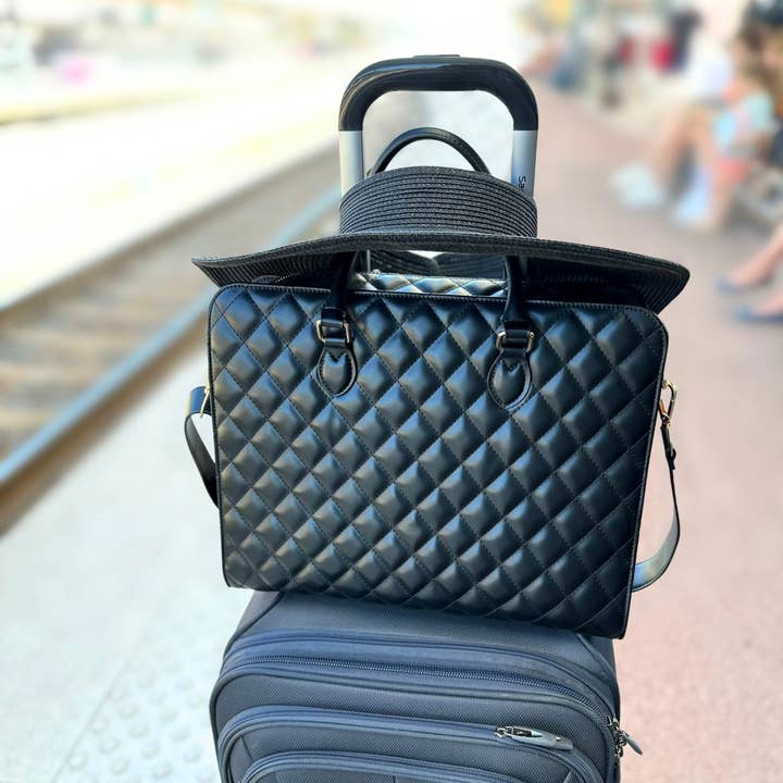 REMOVED BRAND - Vente Sac d'ordinateur – femme - Sac pour ordinateur portable pour femme, extérieur luxueux à motif de losange3
