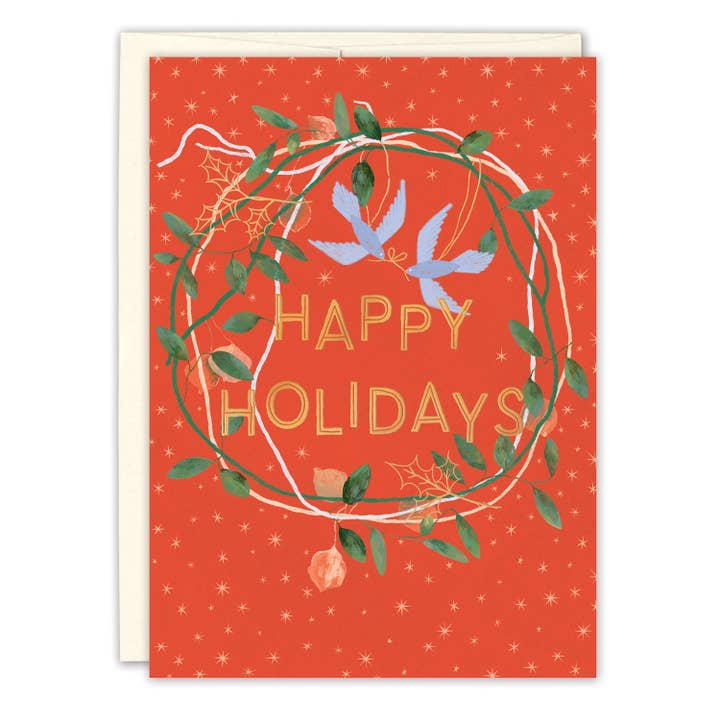 Wreath Happy Holidays Card for wholesale by Biely & Shoaf