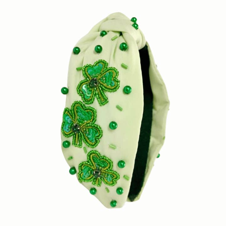 Valois Designs - Wholesale Fashion Headband - Women's - Beaded Shamrock Headband - St. Patrick’s Day