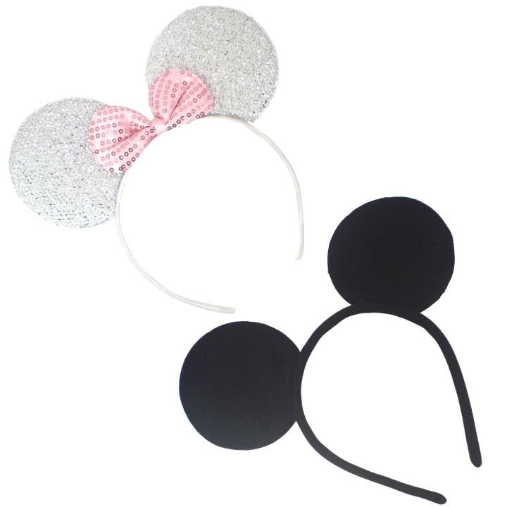 Topkids Accessories - Wholesale Fashion Headband - Kids - 2pcs Mouse Ears Adult Mouse Ears Headband Kids Mouse Ears Sparkly Mouse Headband Spotted Bow Sparkly Sequin Bow Mouse Ears For Kids, Adults7