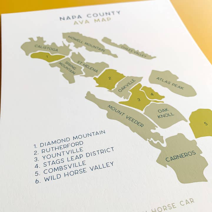 Bean Horse Car Designs - Wholesale Art Print - AVA Wine Map - North Coast - Napa Labeled Art Print6