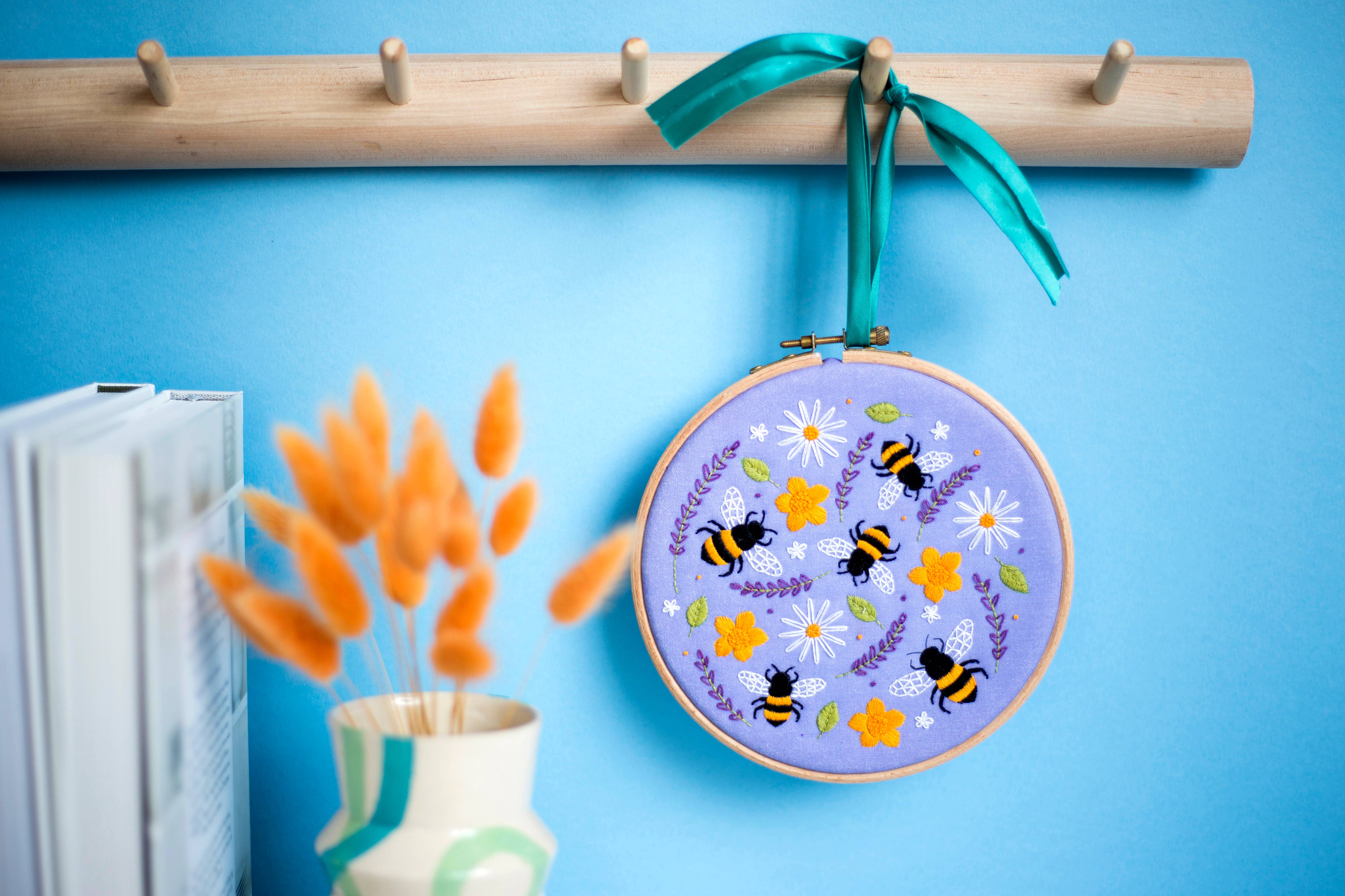 Oh Sew Bootiful - Wholesale Embroidery/Cross Stitch Supplies - Bees and Lavender Handmade Embroidery Kit Hoop Art1