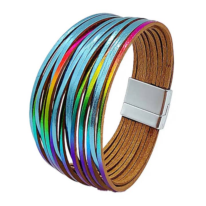 Bracelet large torsadé bleu électrique et multicolore pour la vente par One of a Kind Club