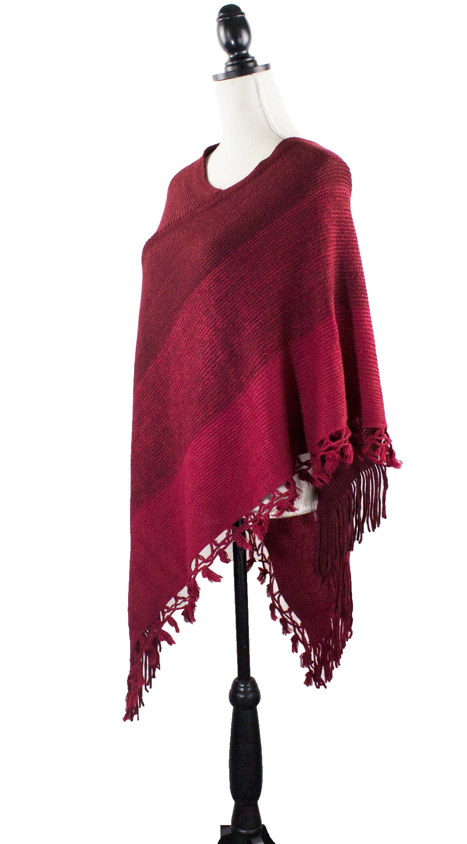 Fennco Styles - Venta al por mayor Poncho - Mujer - Suéter Poncho de Bloques de Color con Flecos31