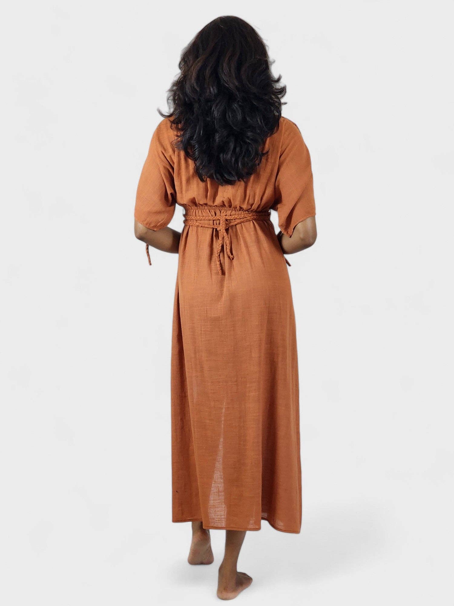 Sacred Ceremony - Wholesale Dress - Women's - Rust Organic Cotton Rope Goddess Maxi Dress7