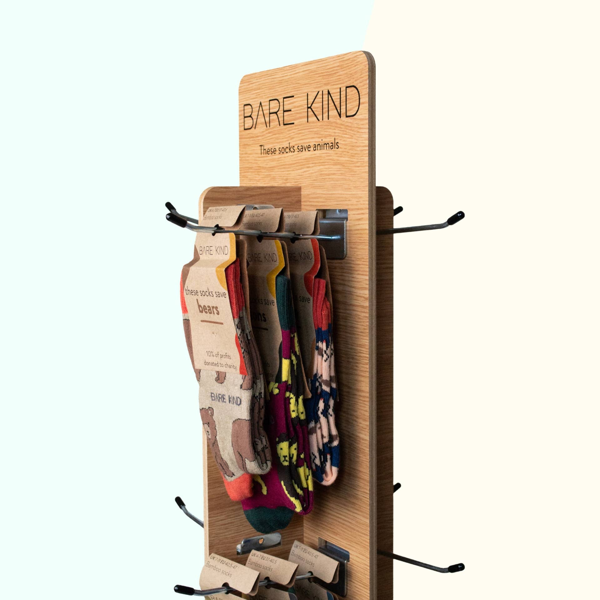 Bare Kind Socks – wholesale Retailer display – Apparel – Spinning Counter Display Stand | POS | Point of Sale1