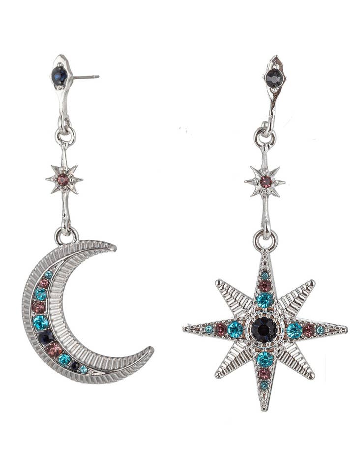 Månen og stjerne dråbe øreringe for engroshandel hos Eye Candy Los Angeles