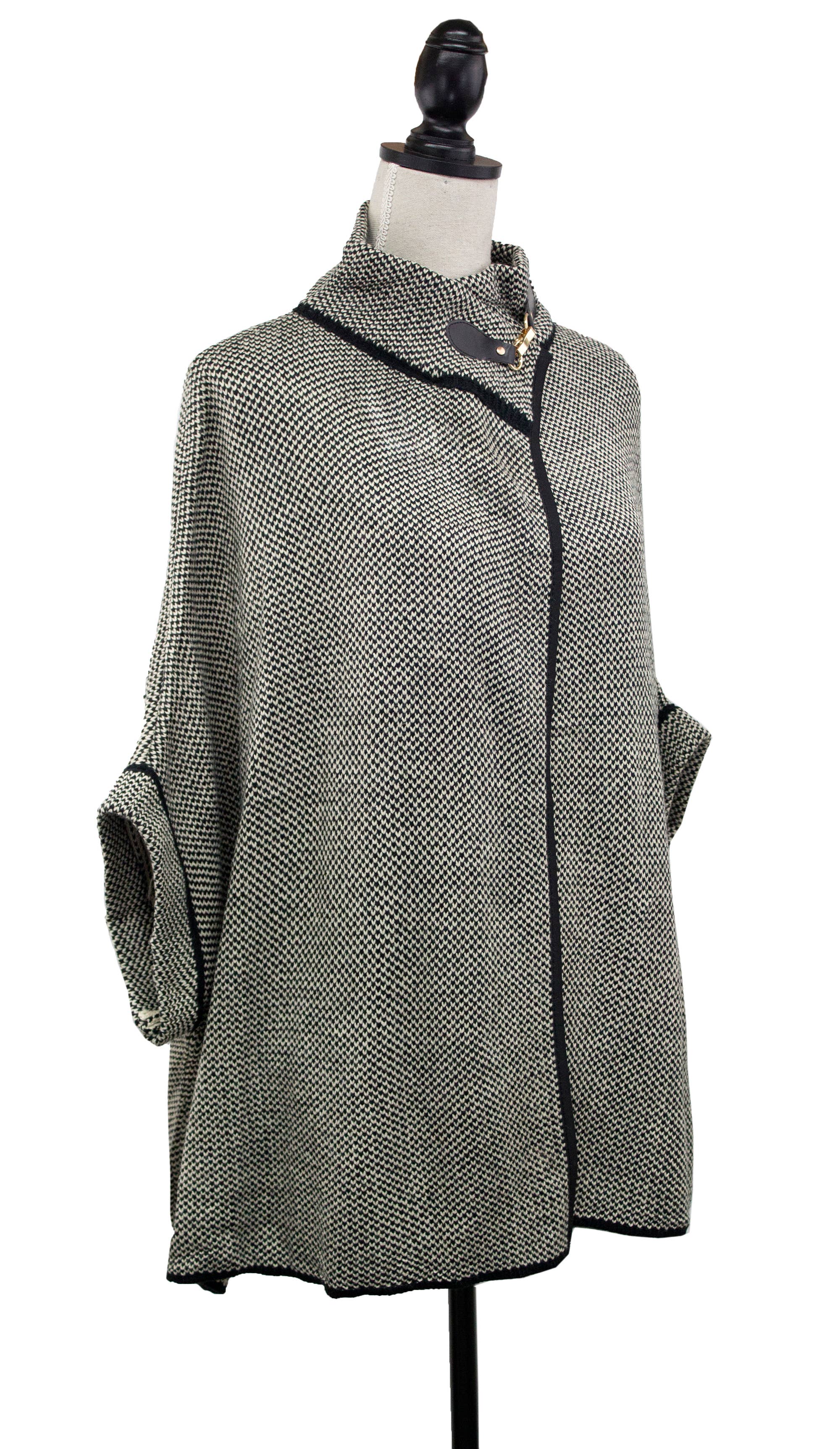 Fennco Styles - Wholesale Poncho - Women's - Knit Buckle Poncho Cape Cardigan11