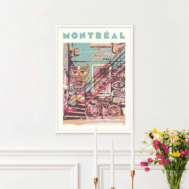 Newpencilbox Art - Wholesale Poster - Montreal Graffiti & Staircase Urban Street Art Poster