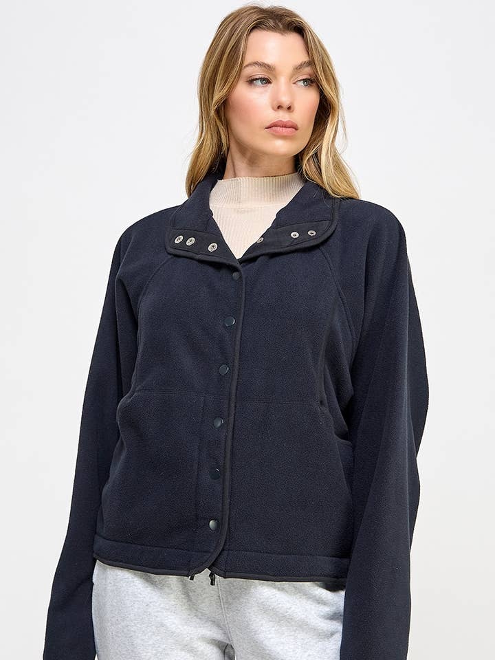 Mysig fleecejacka med sidofickor och tryckknappar för wholesale av Pink Irene Wholesale