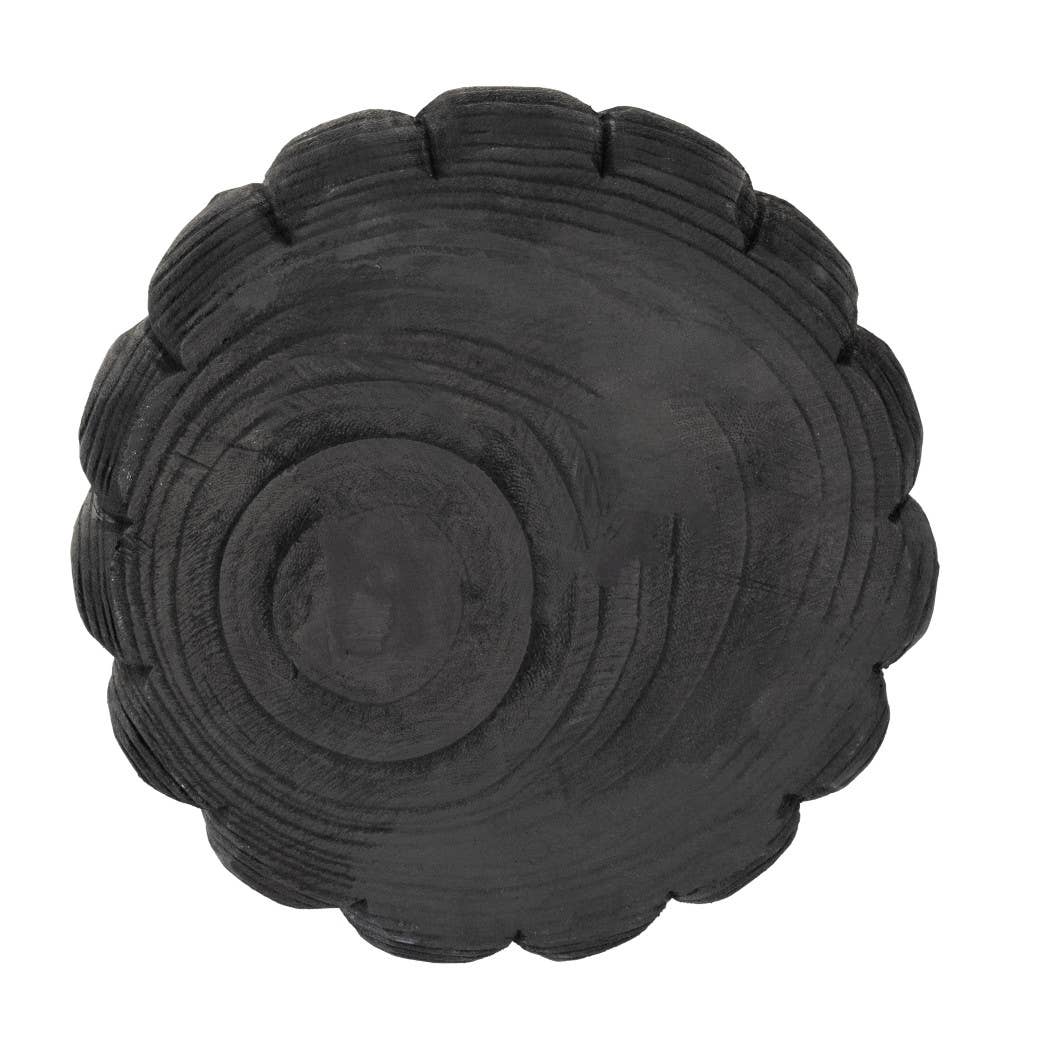 Sagebrook Home - Wholesale Decorative Plate/Dish/Bowl - Paulownia Wood Solid Round Scalloped Bowl - Black, 4 in.10