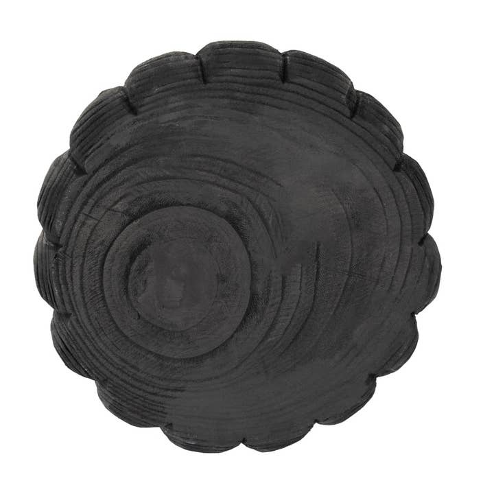 Sagebrook Home - Wholesale Decorative Plate/Dish/Bowl - Paulownia Wood Solid Round Scalloped Bowl - Black, 4 in.10