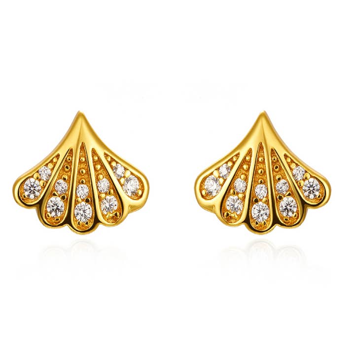 Long earrings/zirconia hoop - fan for wholesale by Buganto