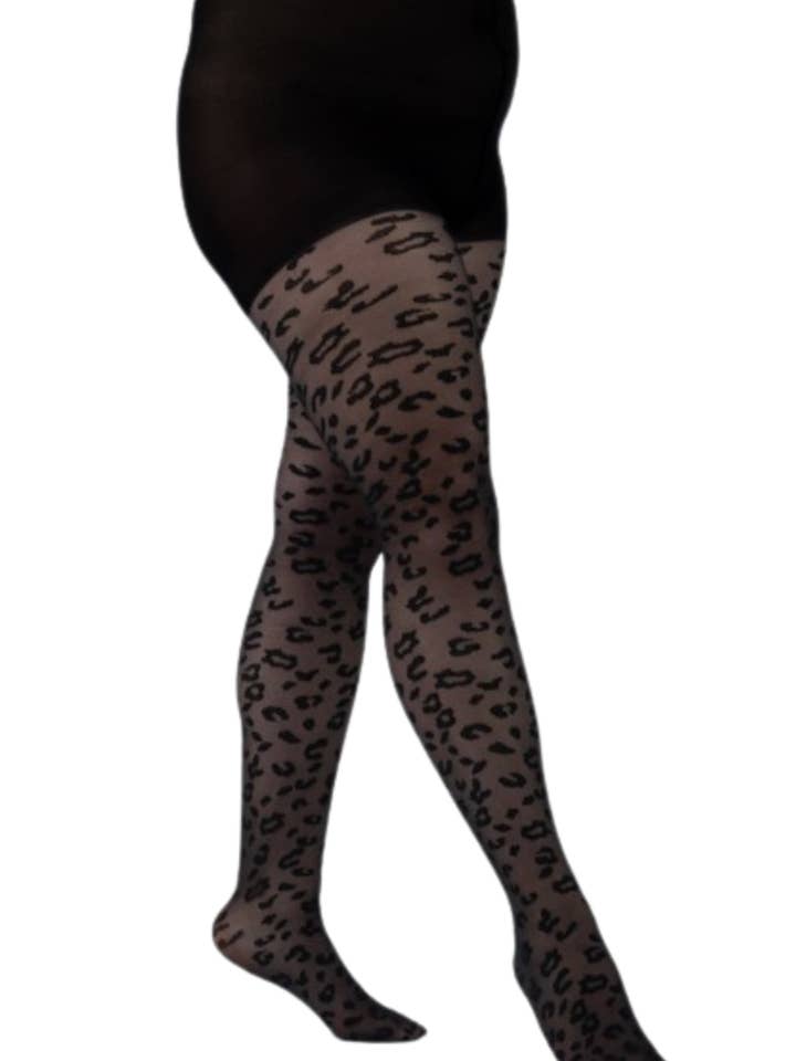 Sokisahtel I BestSockDrawer - Wholesale Tights - Women's - ROYAL Plus Size Black Leopard Pattern Tights Bold & Trendy