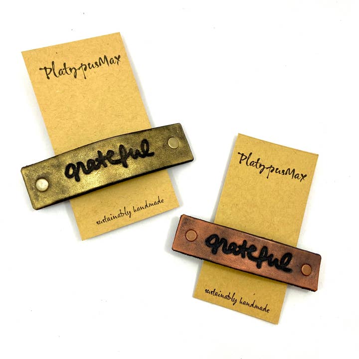 GRATEFUL One Word Caption / Message Hair Clip Barrette for wholesale by PlatypusMax